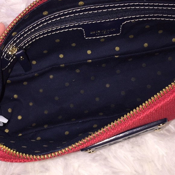Kate Spade Red Canvas Blue Leather Bag - Picture 3 of 7